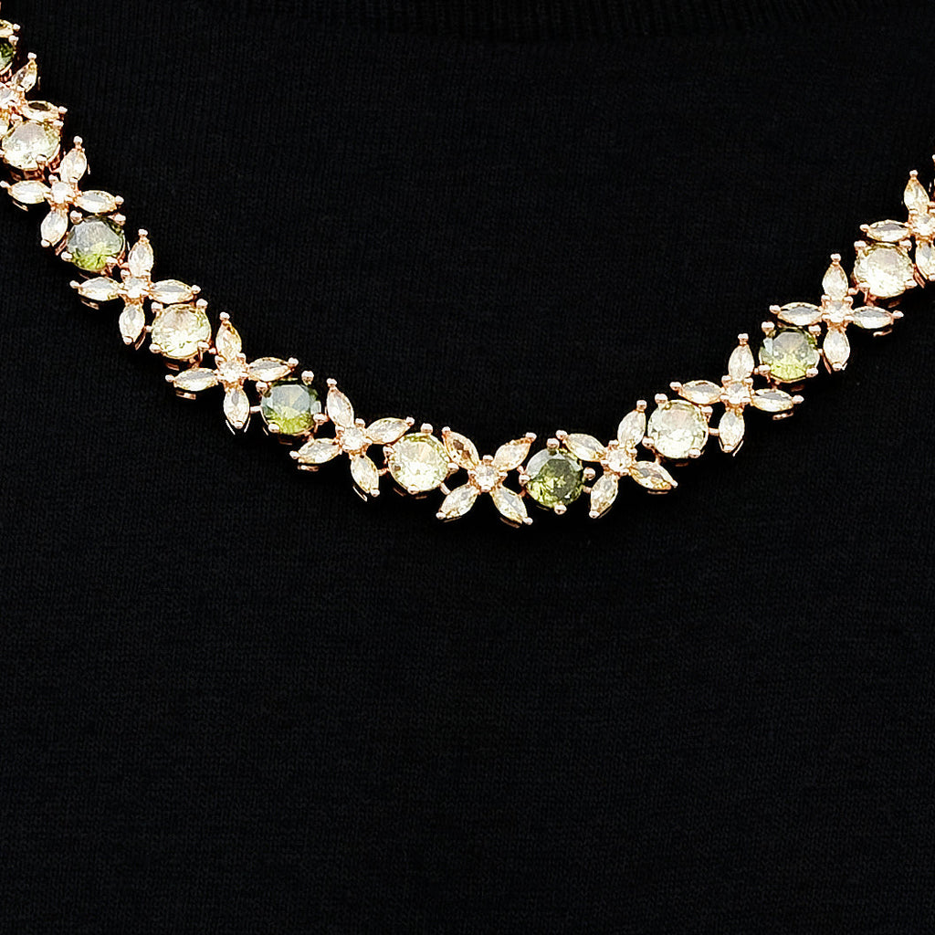 Diamond Multi Color Round Stone Chain in Rose Gold - 8MM