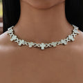 Diamond Multi Cross Necklace in White Gold
