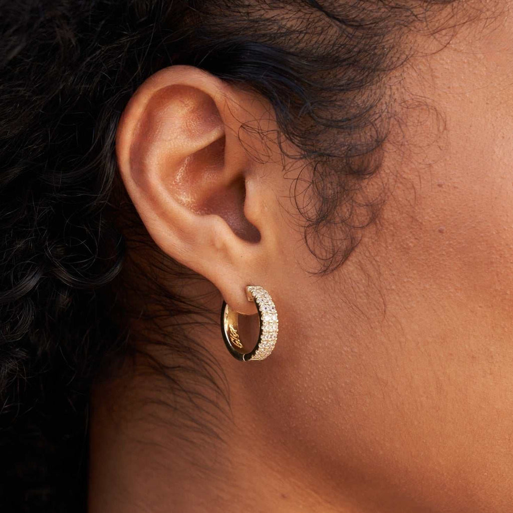 GLD Double Row Hoop Earrings in Yellow Gold
