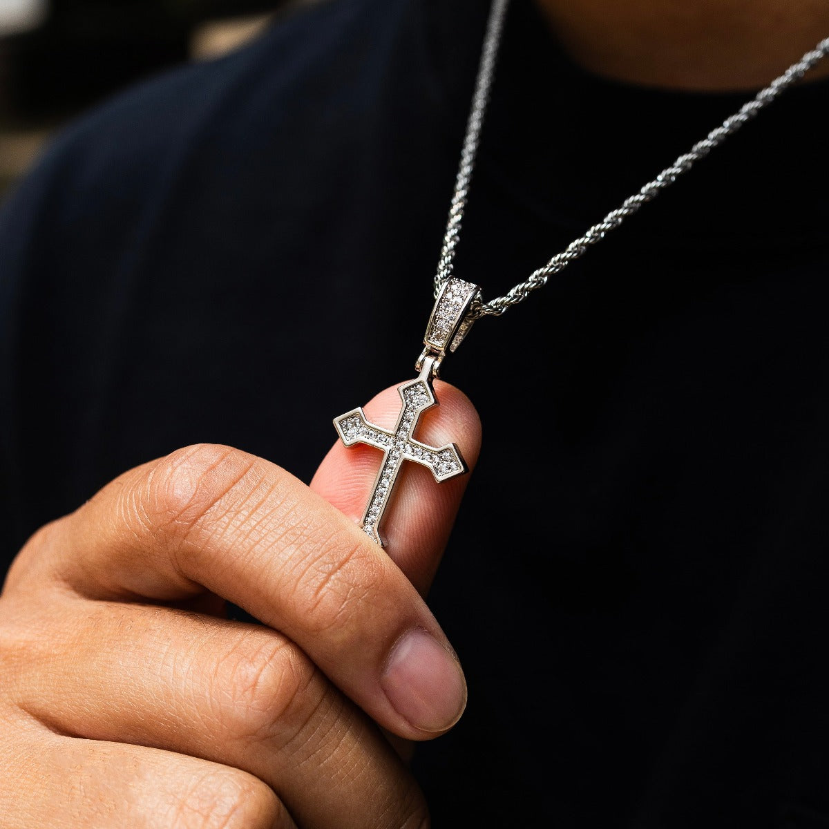 Iced Celtic Cross in White Gold