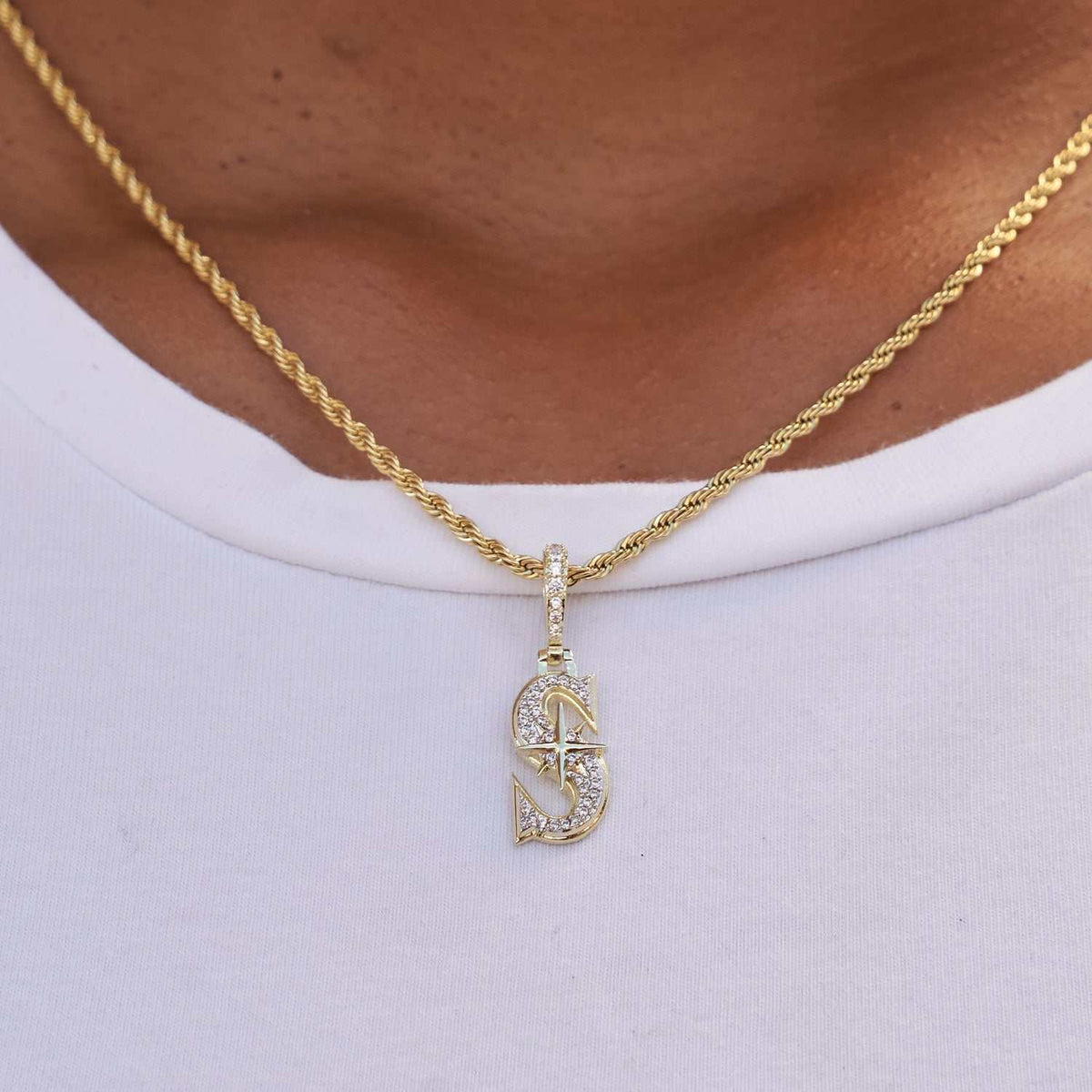 Seattle Mariners Micro Logo Pendant - Yellow Gold