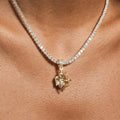 10k Solid Gold Micro Cupid Pendant-VS Diamonds