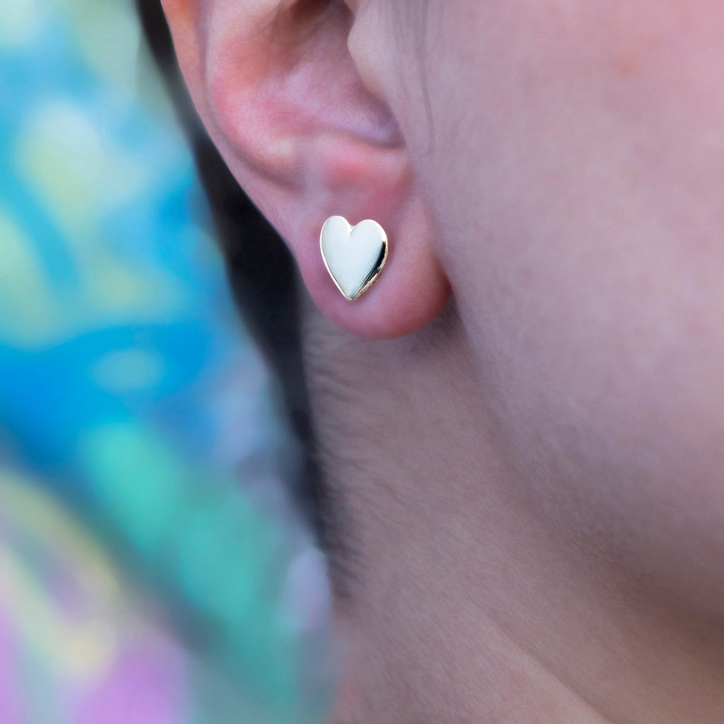 GLD Simple Heart Stud Earrings in Yellow Gold