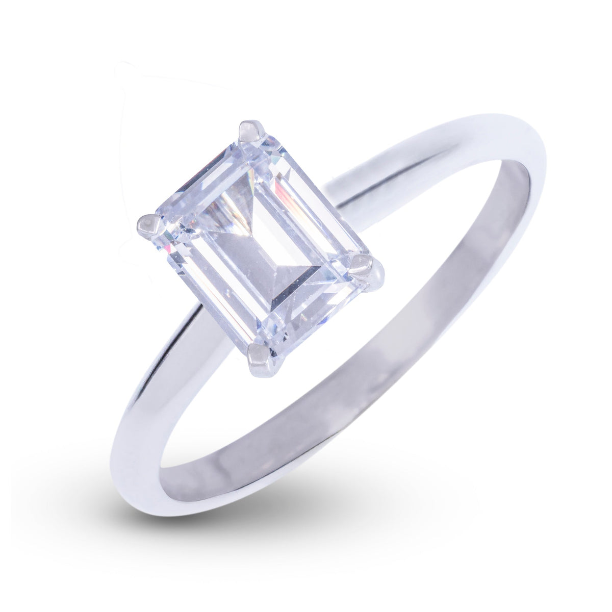 Emerald Single Stone Lab Diamond Engagement Ring in Platinum