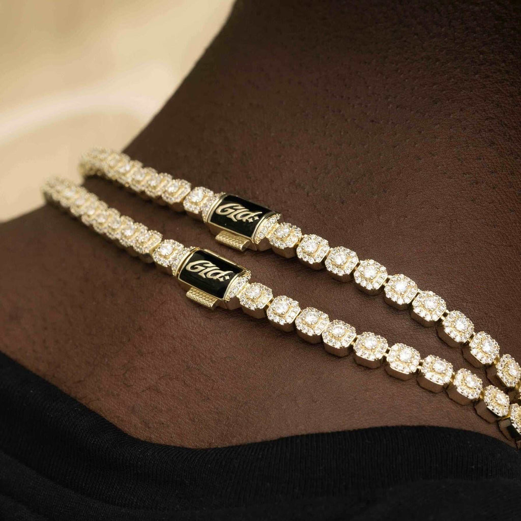 Micro Clustered Tennis Chain - Yellow Gold