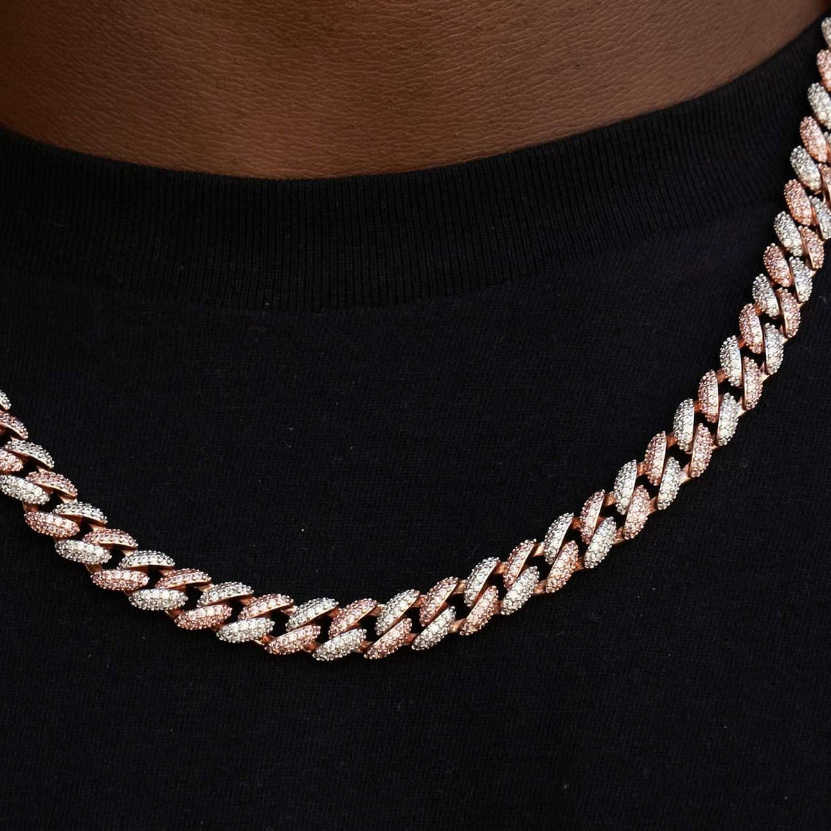 GLD Diamond Cuban Chain in Rose/White Gold - 8.5mm
