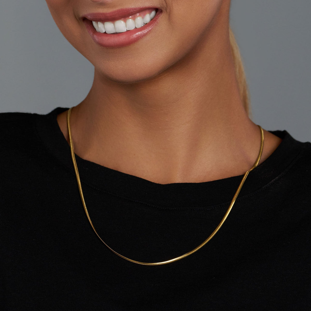 Women's Flat Snake Chain (Gold) - 2mm