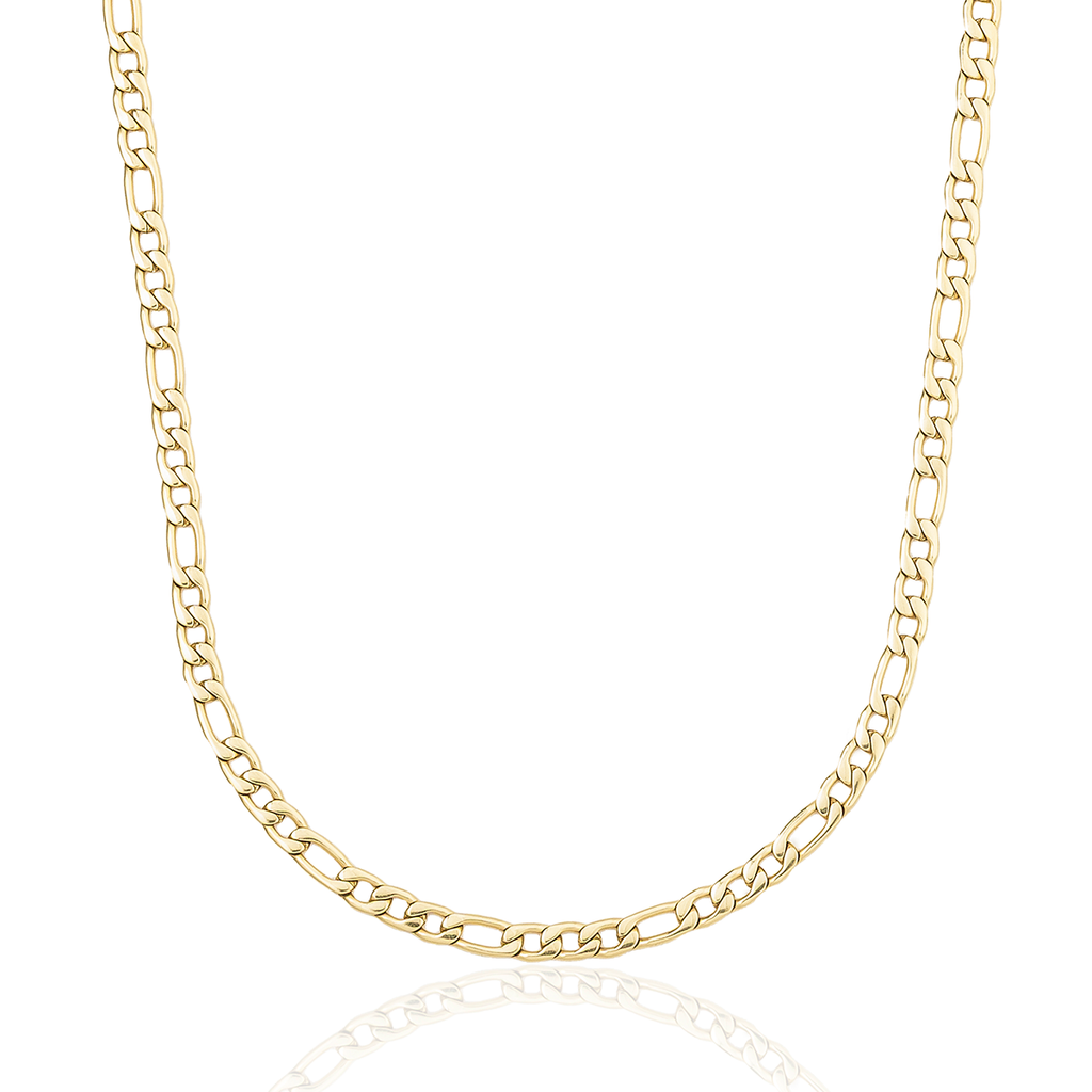 Figaro Chain in Hollow Yellow Gold - 4mm