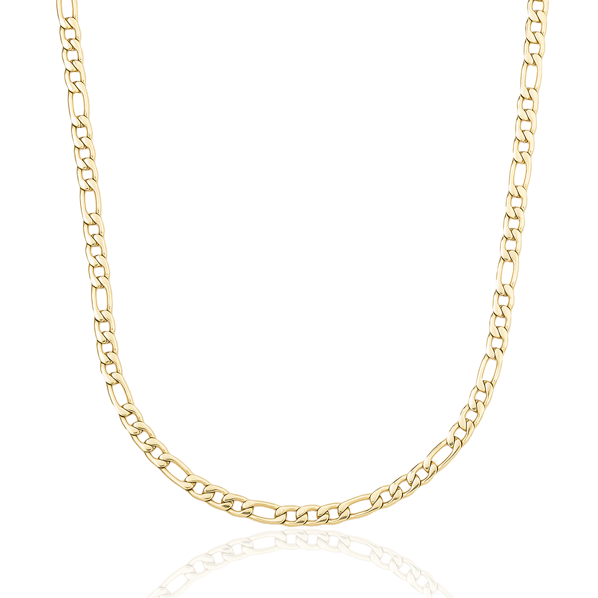 Figaro Chain in Hollow Yellow Gold - 4mm