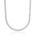 Youth Micro Diamond Prong Cuban Necklace in White Gold - 6mm