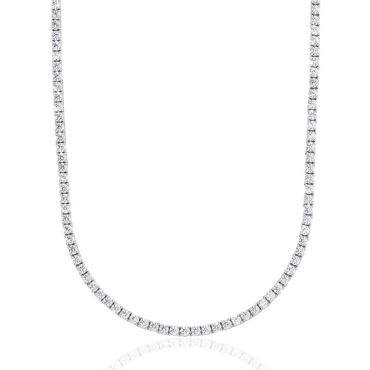 GLD Diamond Tennis Necklace in White Gold- 3mm