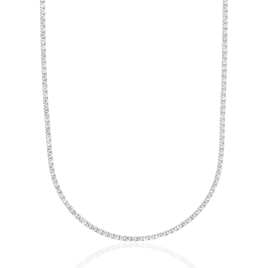 Micro Tennis Necklace in White Gold