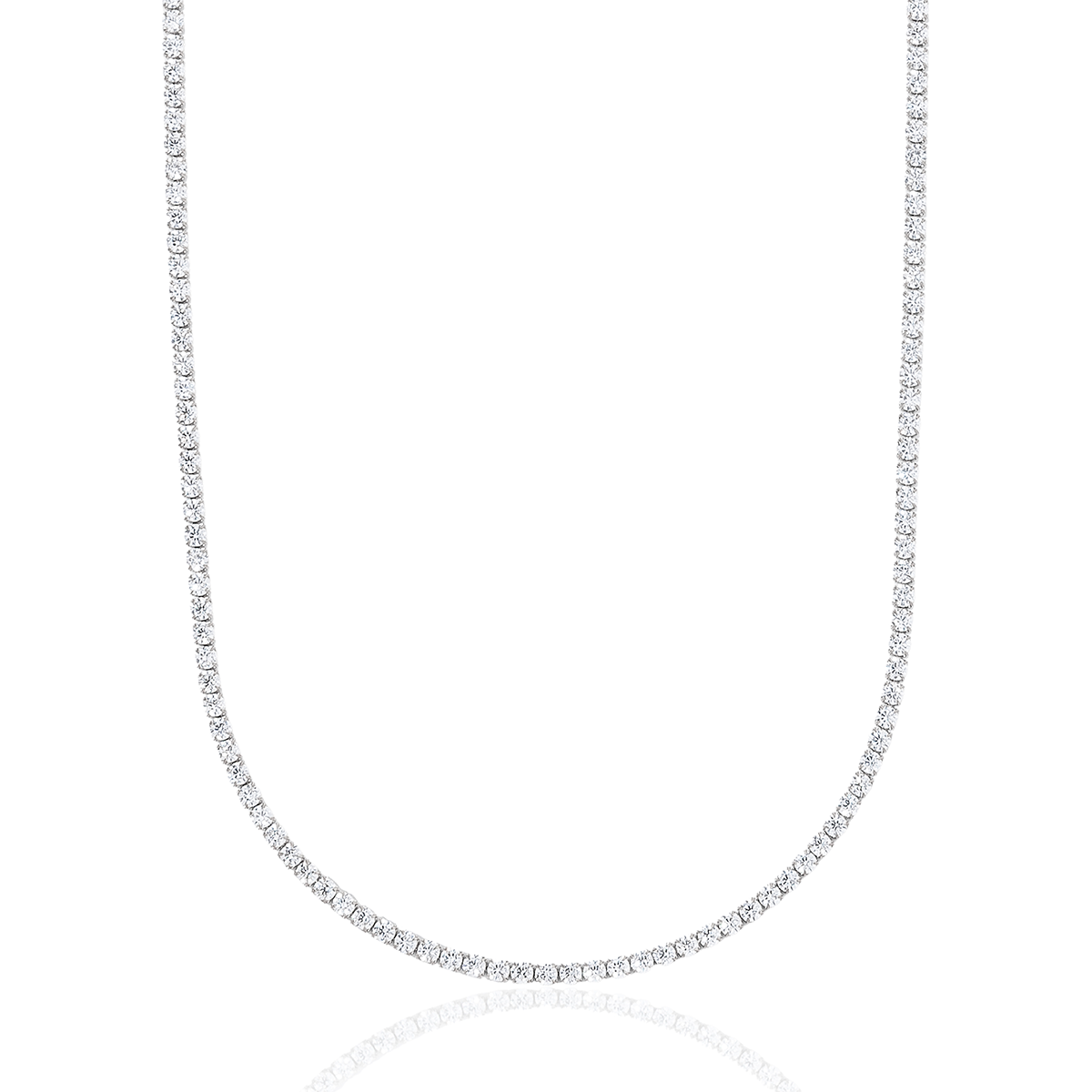 Micro Tennis Necklace in White Gold