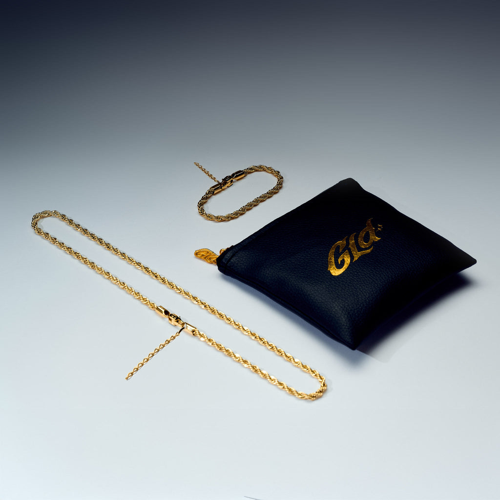 Adjustable Rope Chain + Bracelet Bundle in Yellow Gold - 4mm