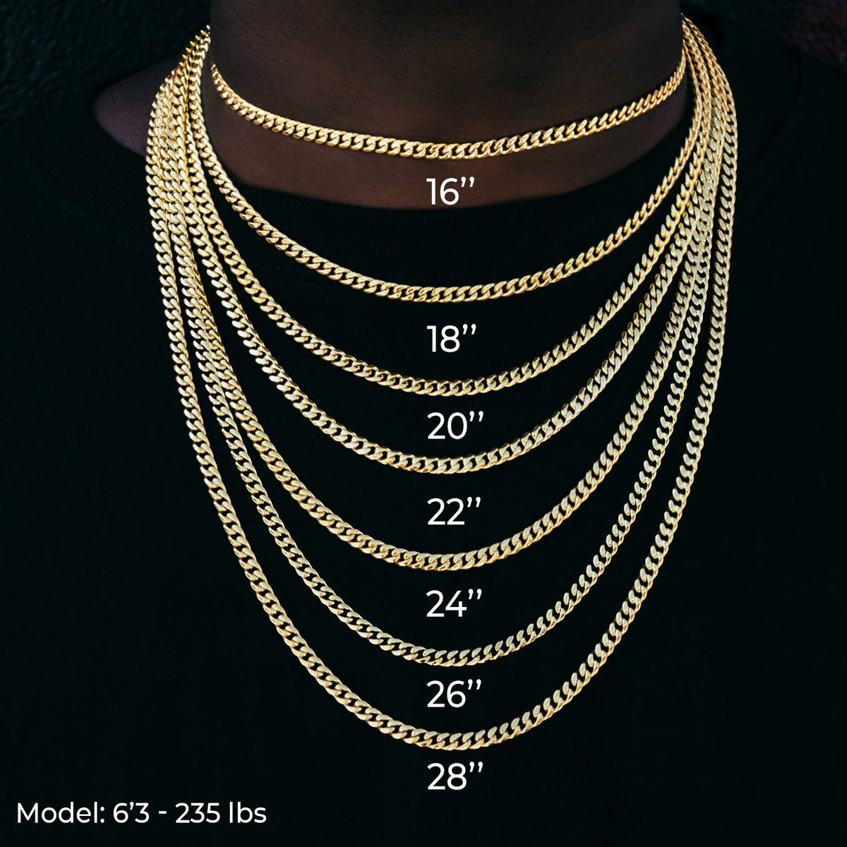 2mm + 4mm Rope Chain Bundle in Yellow Gold