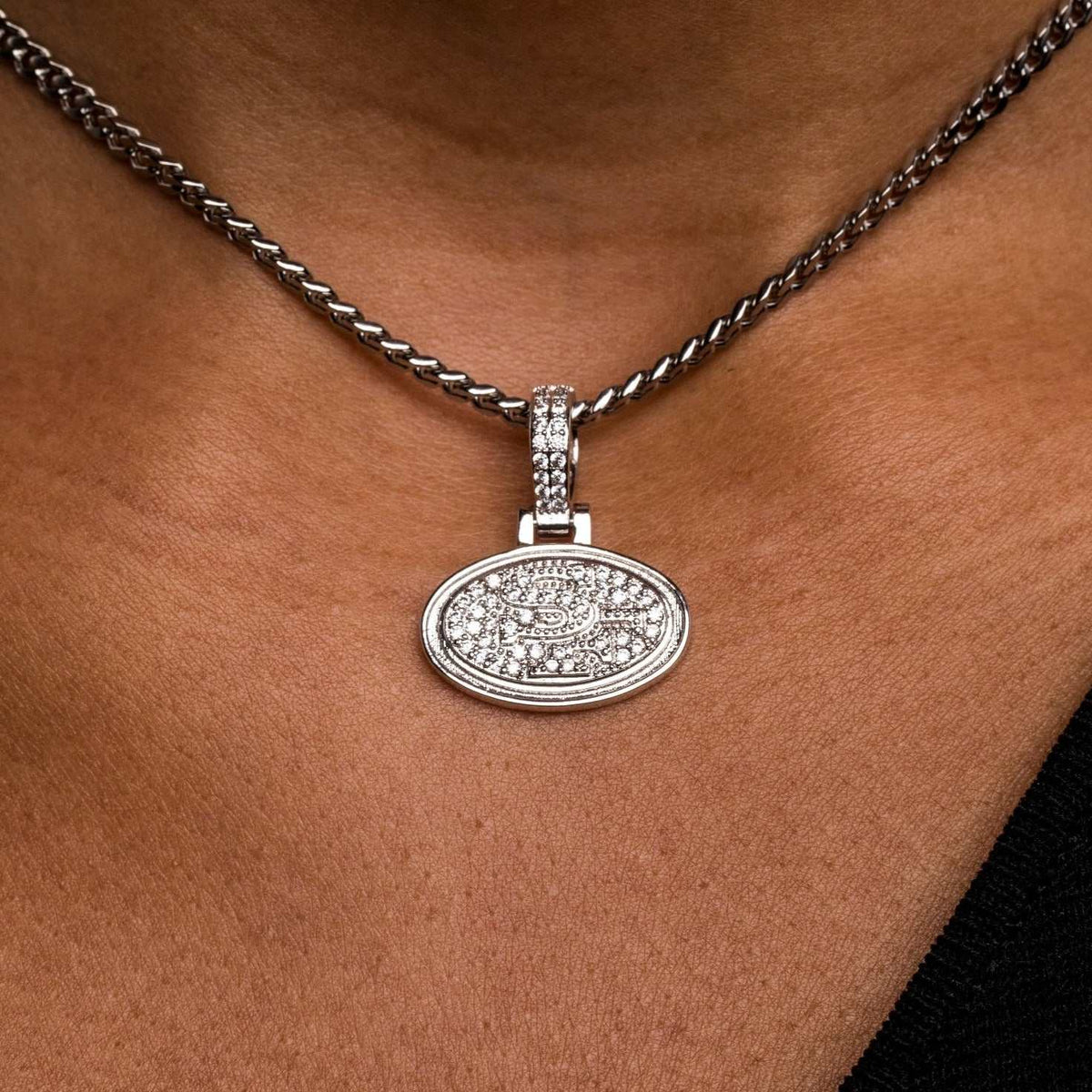 San Francisco 49ers Official NFL Micro Logo Pendant - White Gold