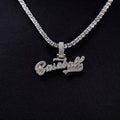 Baseball Lifestyle 101 Iced Wordmark Pendant in White Gold