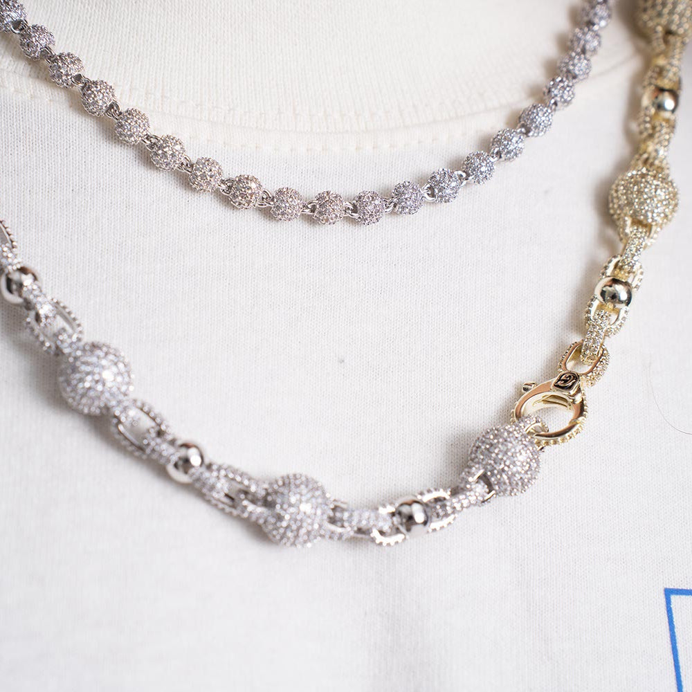 GLD X Bloody Osiris Dual Finish Ball Chain in White and Yellow Gold