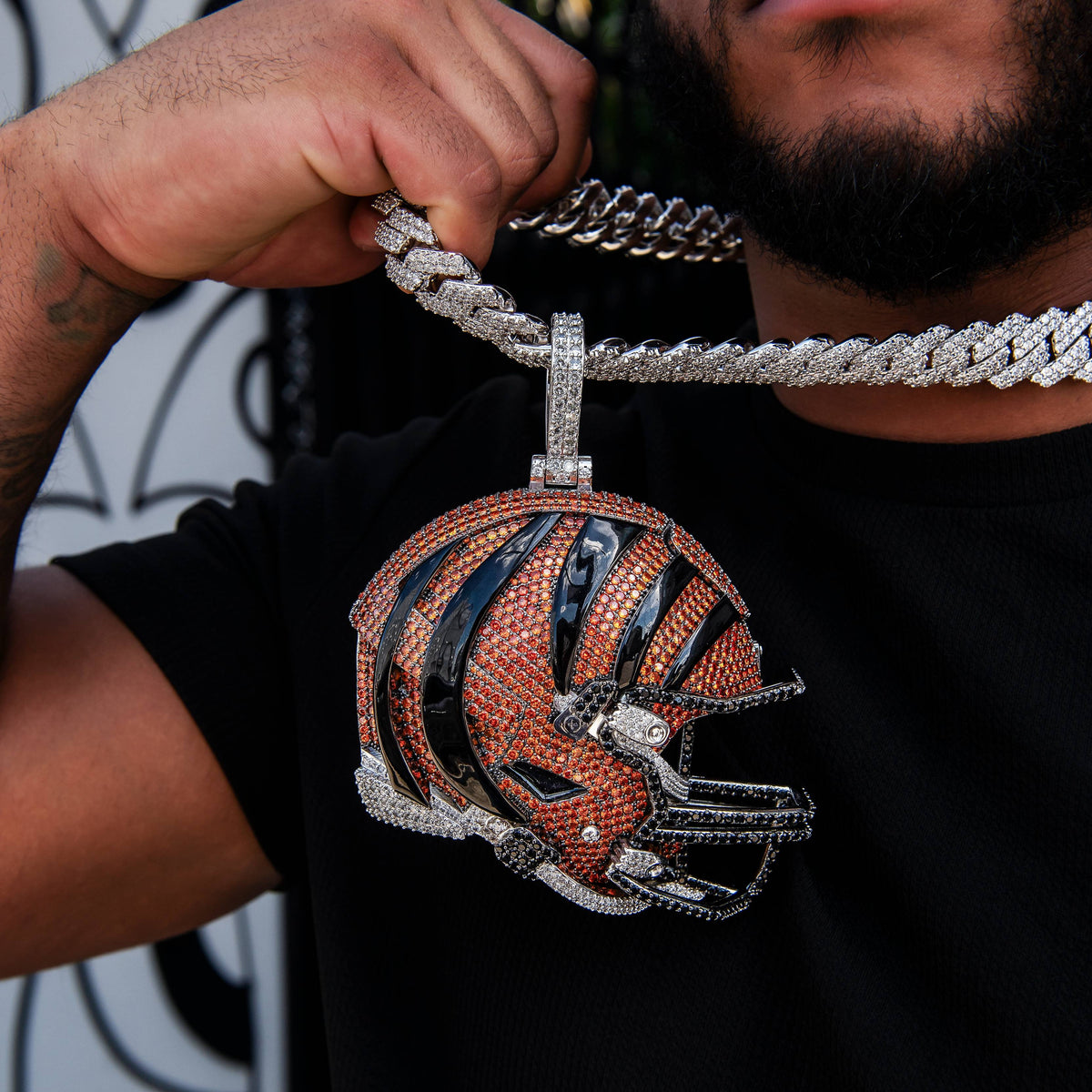 Giant Cincinnati Bengals Official NFL Helmet Pendant
