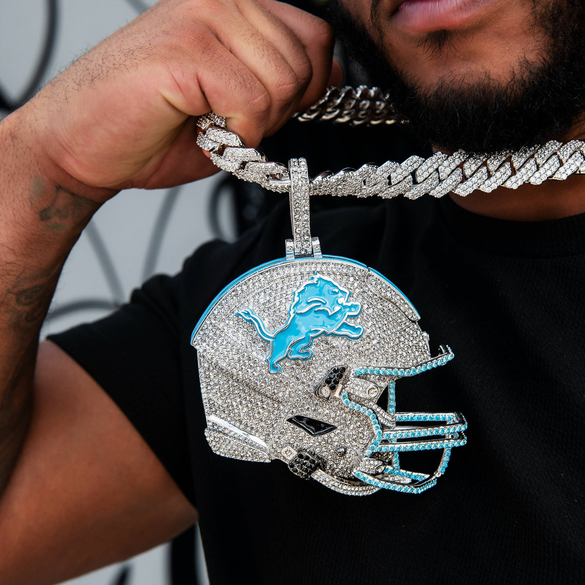 Giant Detroit Lions Official NFL Helmet Pendant