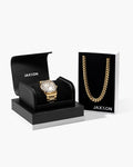 JX1 Automatic Set Bezel Watch + Cuban Link Chain 10mm