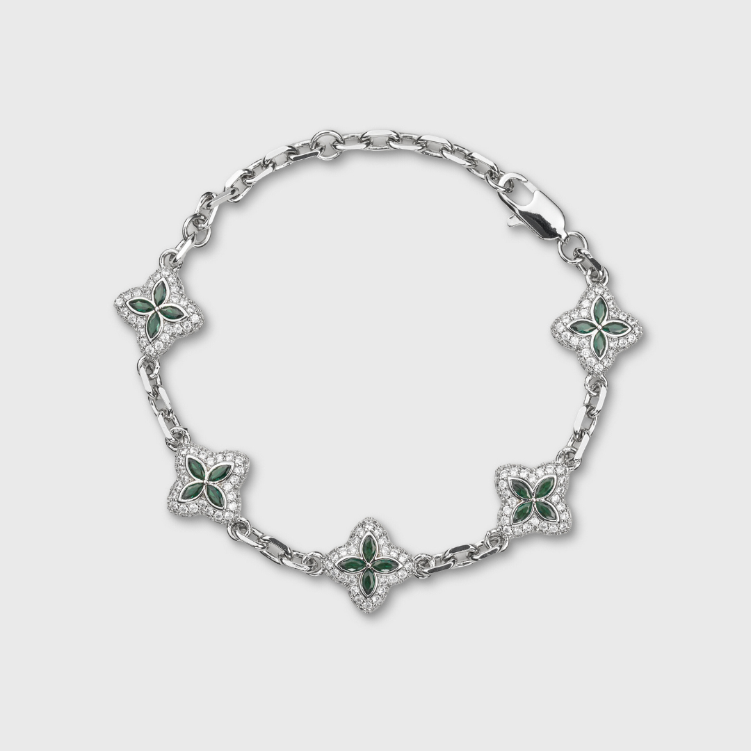 Green Clover Icon Pendant + Bracelet + Earrings
