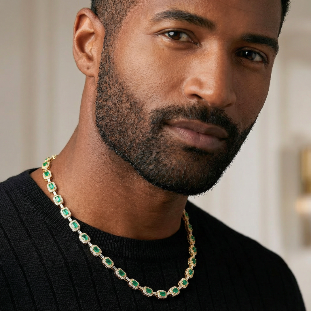 Green Gemstone Chain (Gold) - 7mm