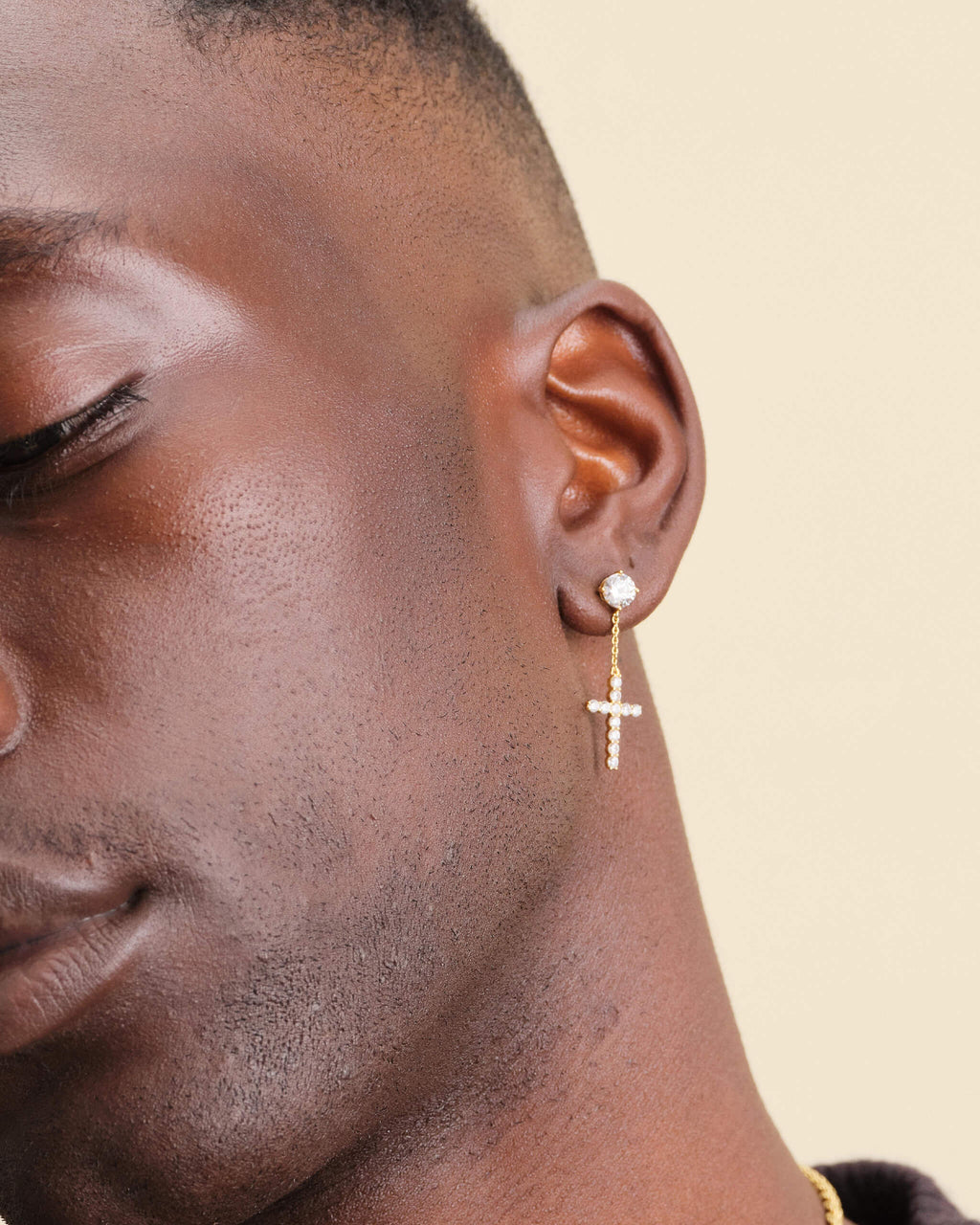 Hanging Cross Stud Earring