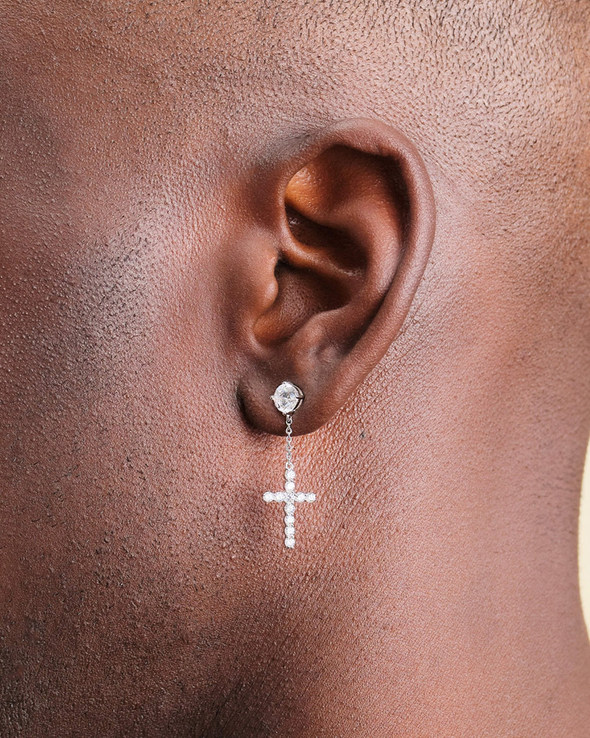 Hanging Cross Stud Earring