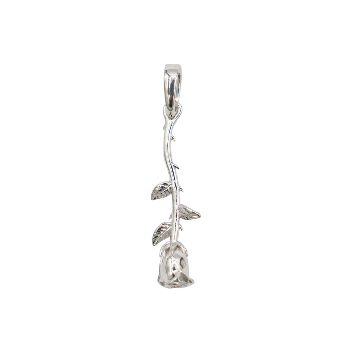Hanging Rose Pendant in Sterling Silver