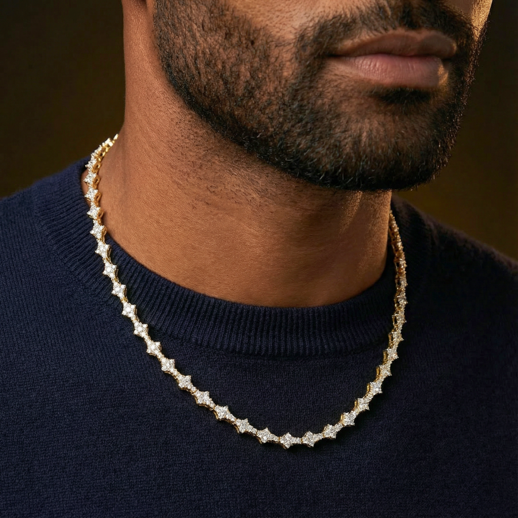 Honeycomb Tennis Chain (Gold) - 6.5mm