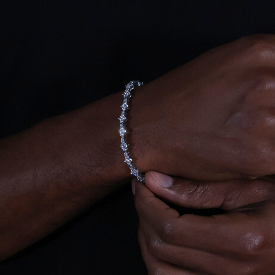 Honeycomb Tennis Bracelet (Silver) - 6.5mm