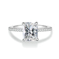 Radiant Cut Moissanite Engagement Ring With Eternity Band