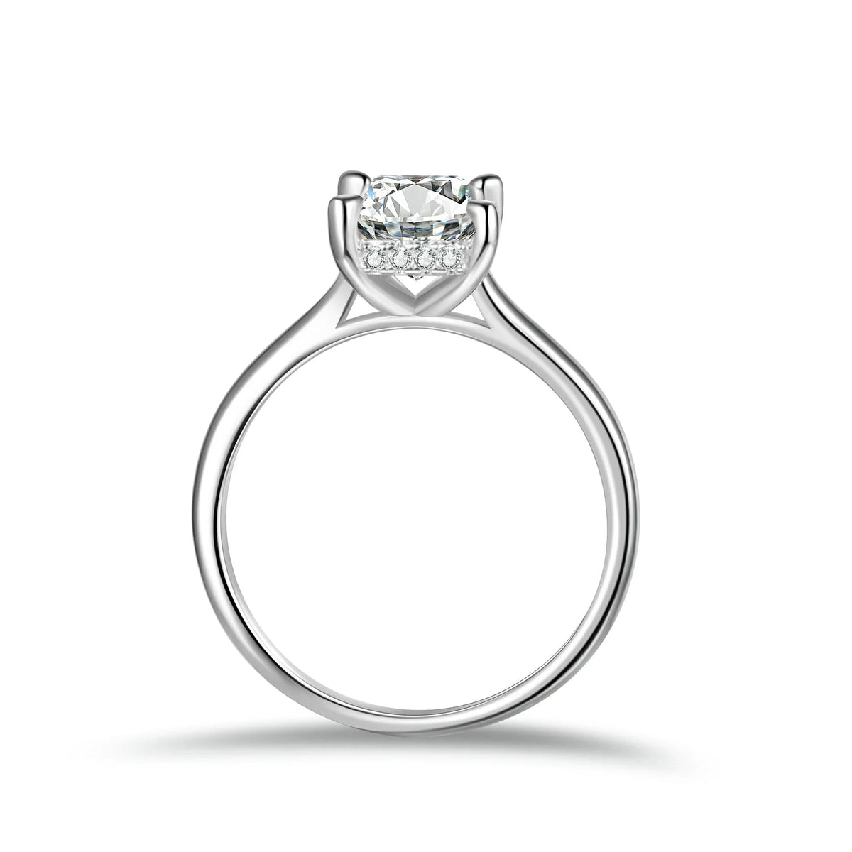Emerald Cut Moissanite Engagement Ring With Hidden Halo