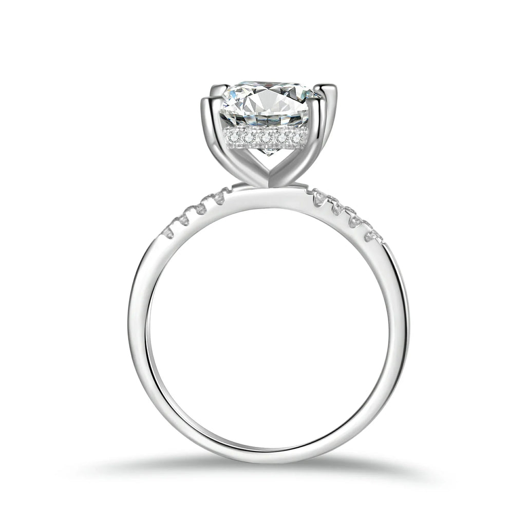Princess Cut Moissanite Engagement Ring With Halo