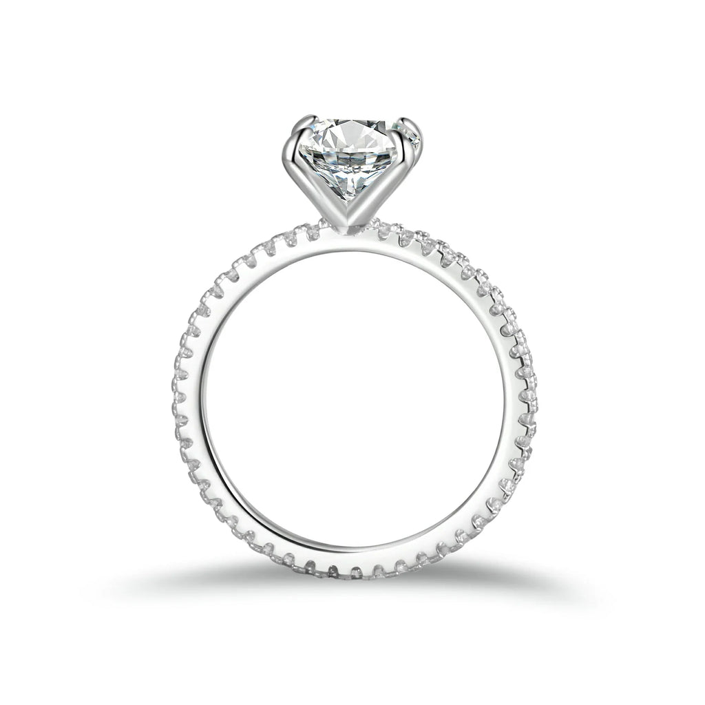 Radiant Cut Moissanite Engagement Ring With Eternity Band