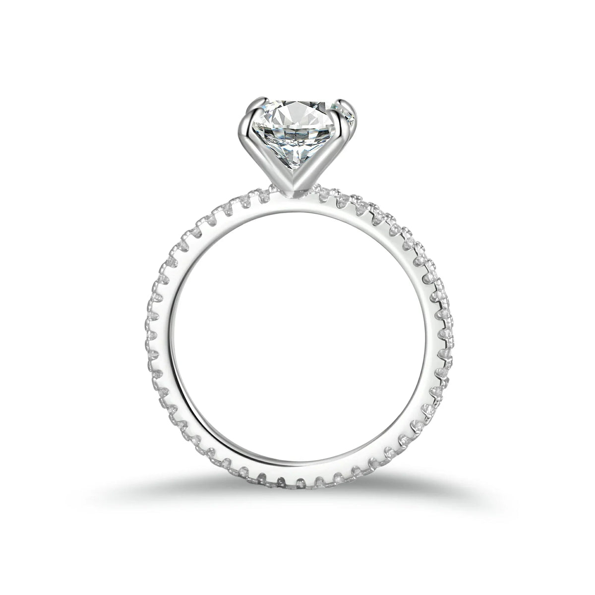 Radiant Cut Moissanite Engagement Ring With Eternity Band