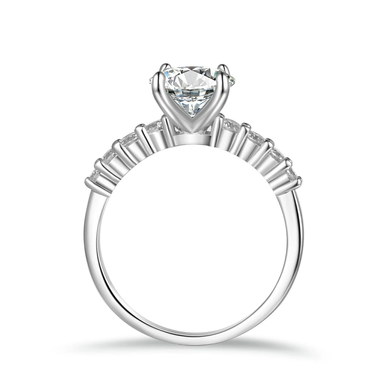 Classic Shared-Prong Round Cut Moissanite Engagement Ring