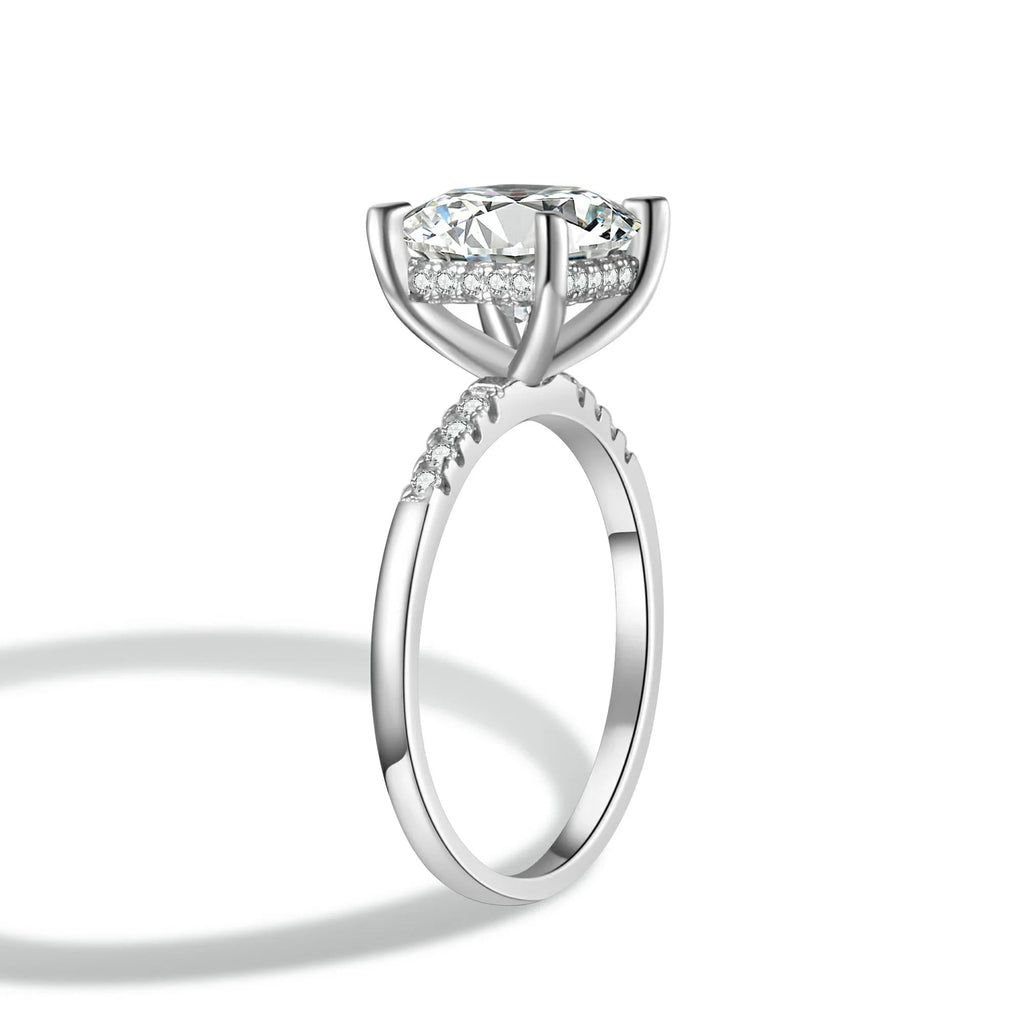 Princess Cut Moissanite Engagement Ring With Halo