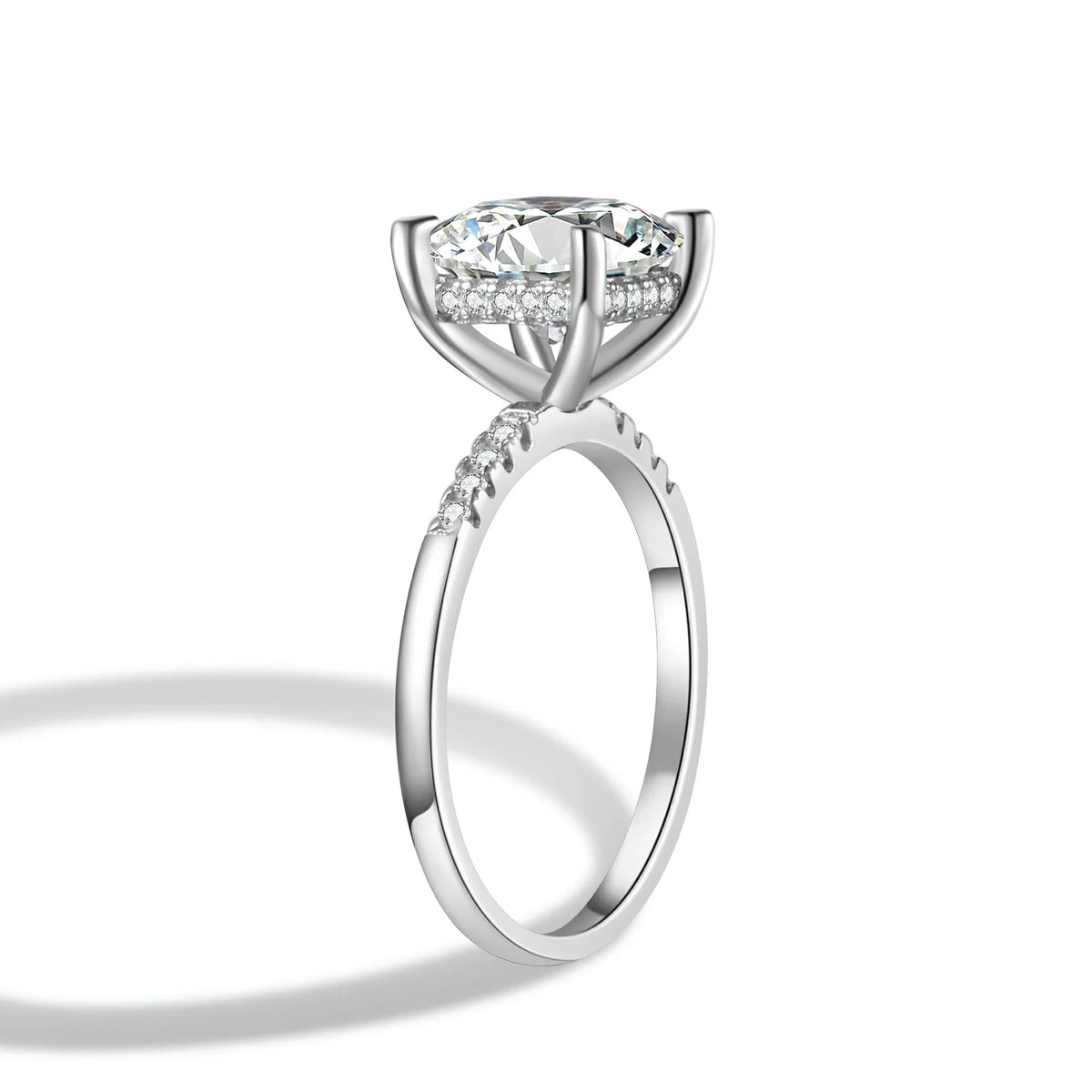 Princess Cut Moissanite Engagement Ring With Halo