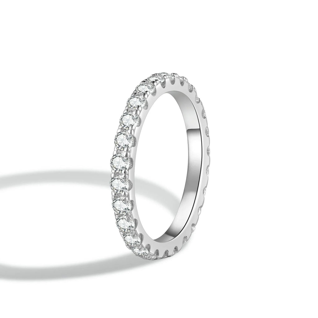 Pave Round Cut Moissanite Eternity Band