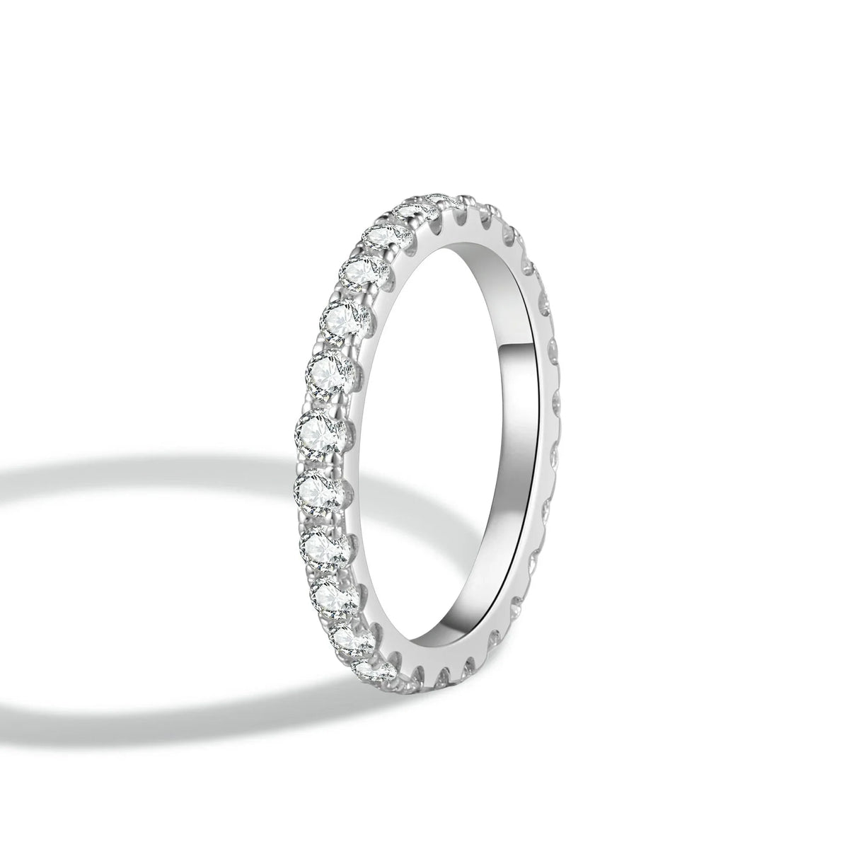 Pave Round Cut Moissanite Eternity Band