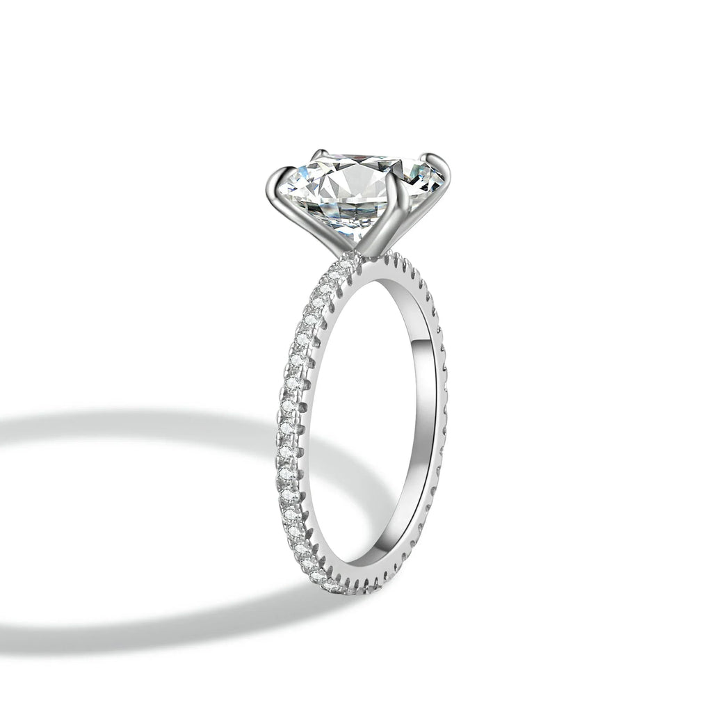 Radiant Cut Moissanite Engagement Ring With Eternity Band