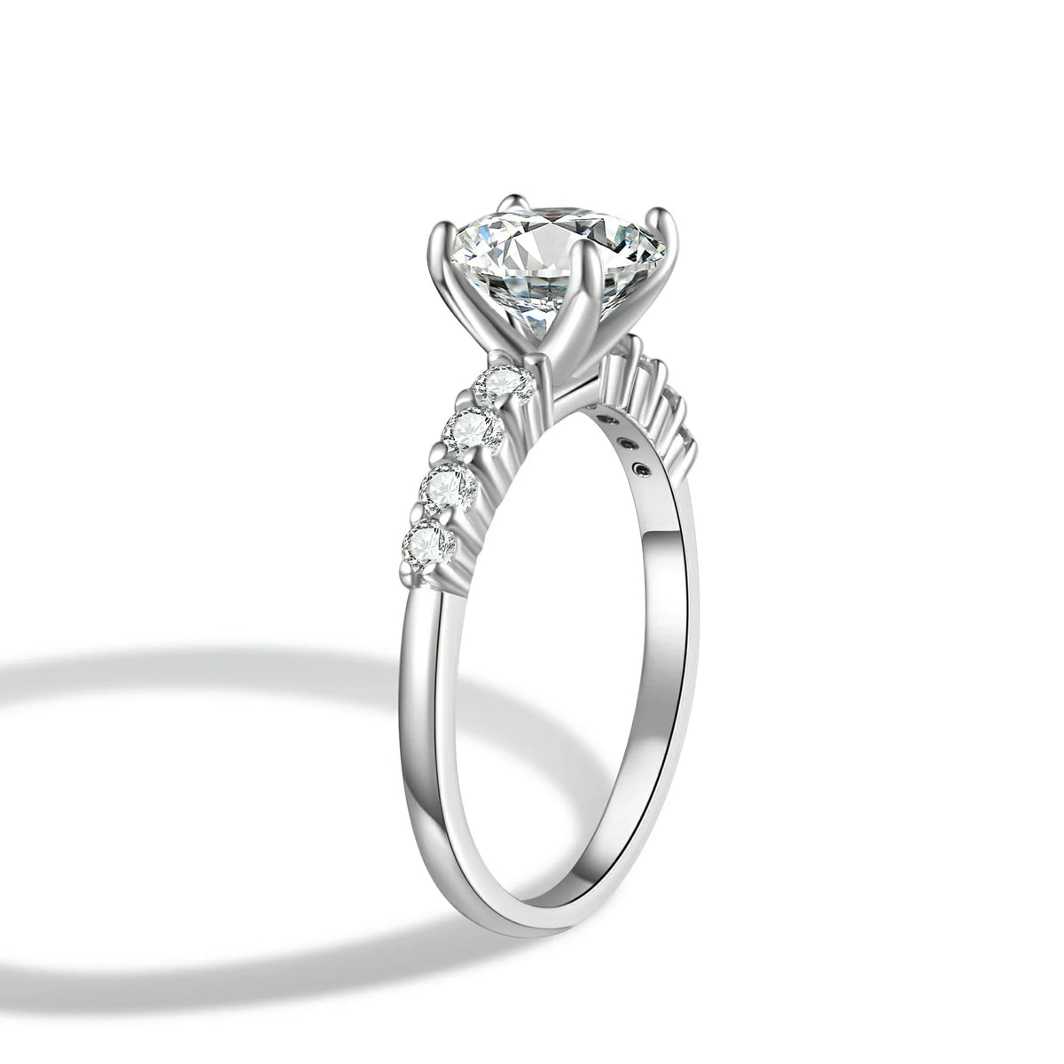 Classic Shared-Prong Round Cut Moissanite Engagement Ring
