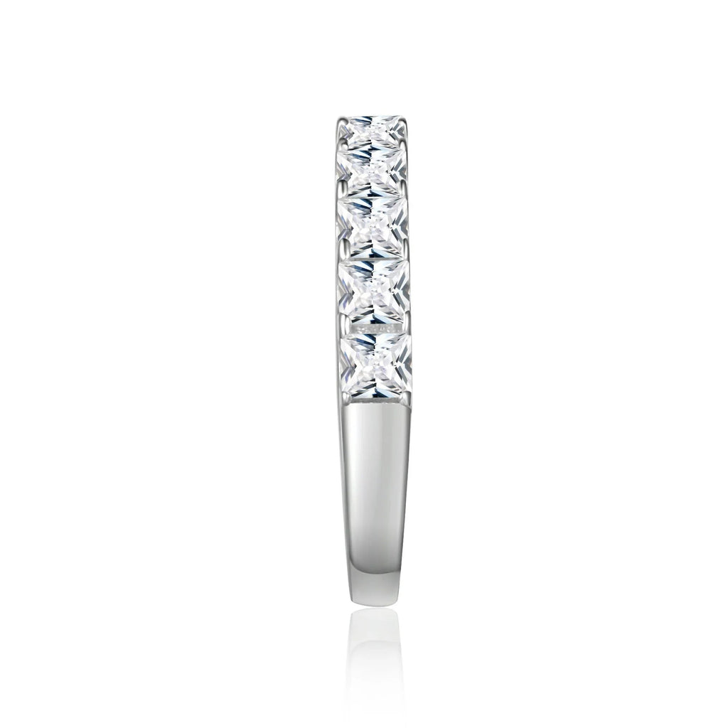 Princess Cut Moissanite Half Eternity Band