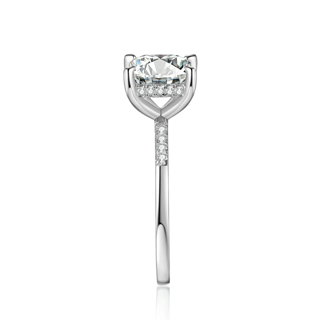 Princess Cut Moissanite Engagement Ring With Halo