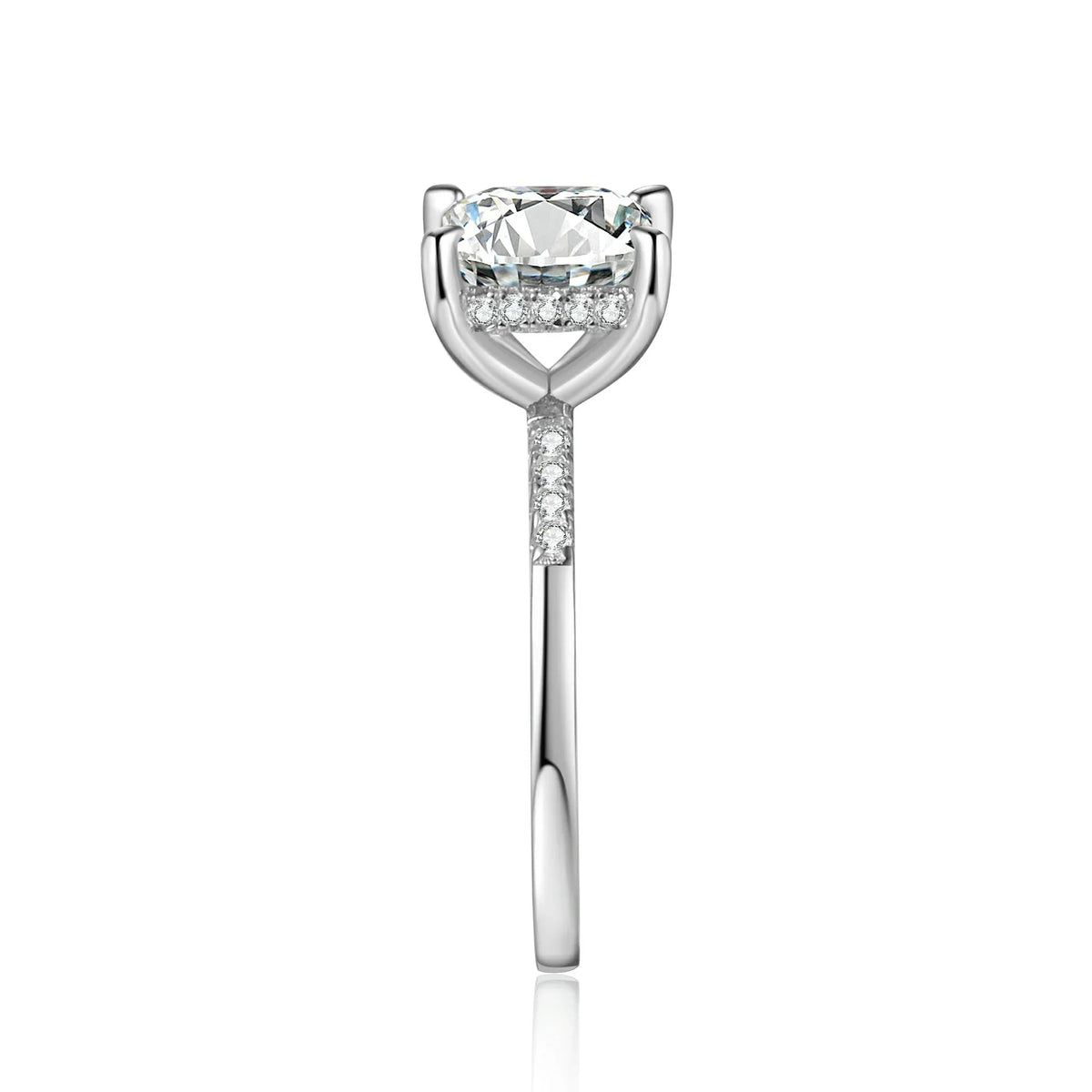Princess Cut Moissanite Engagement Ring With Halo