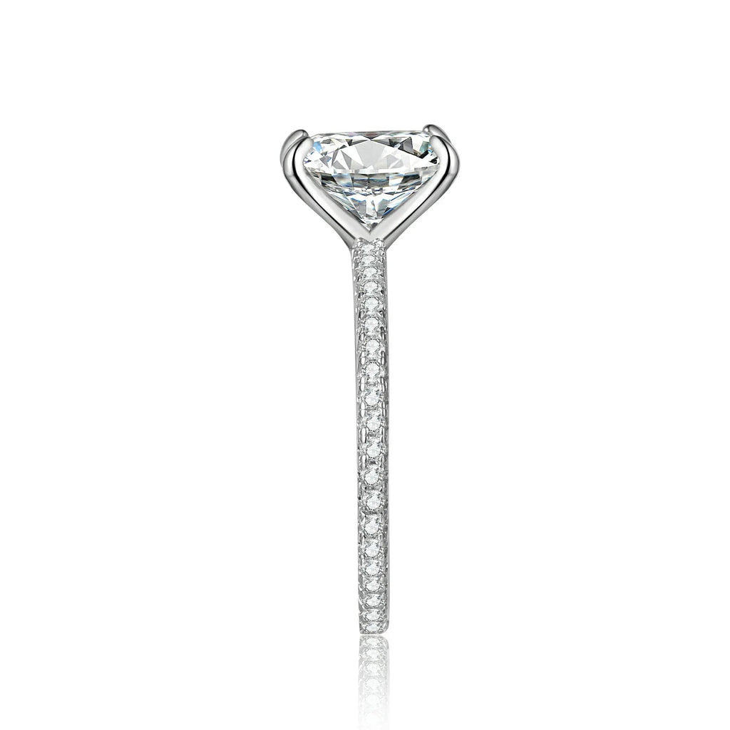 Radiant Cut Moissanite Engagement Ring With Eternity Band