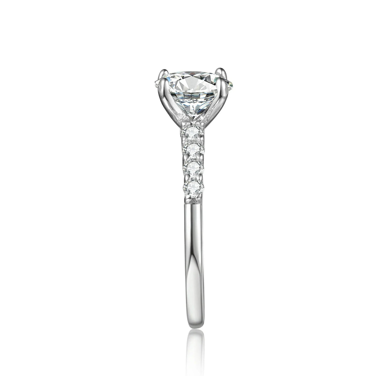 Classic Shared-Prong Round Cut Moissanite Engagement Ring