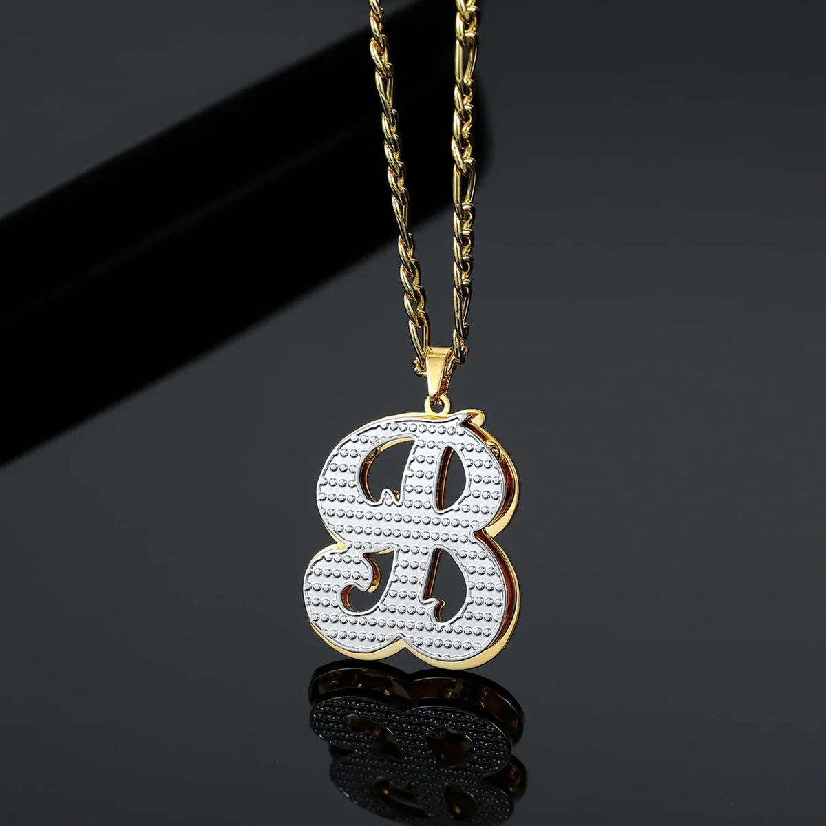 Double Plated Initial Necklace w/ Figaro Chain